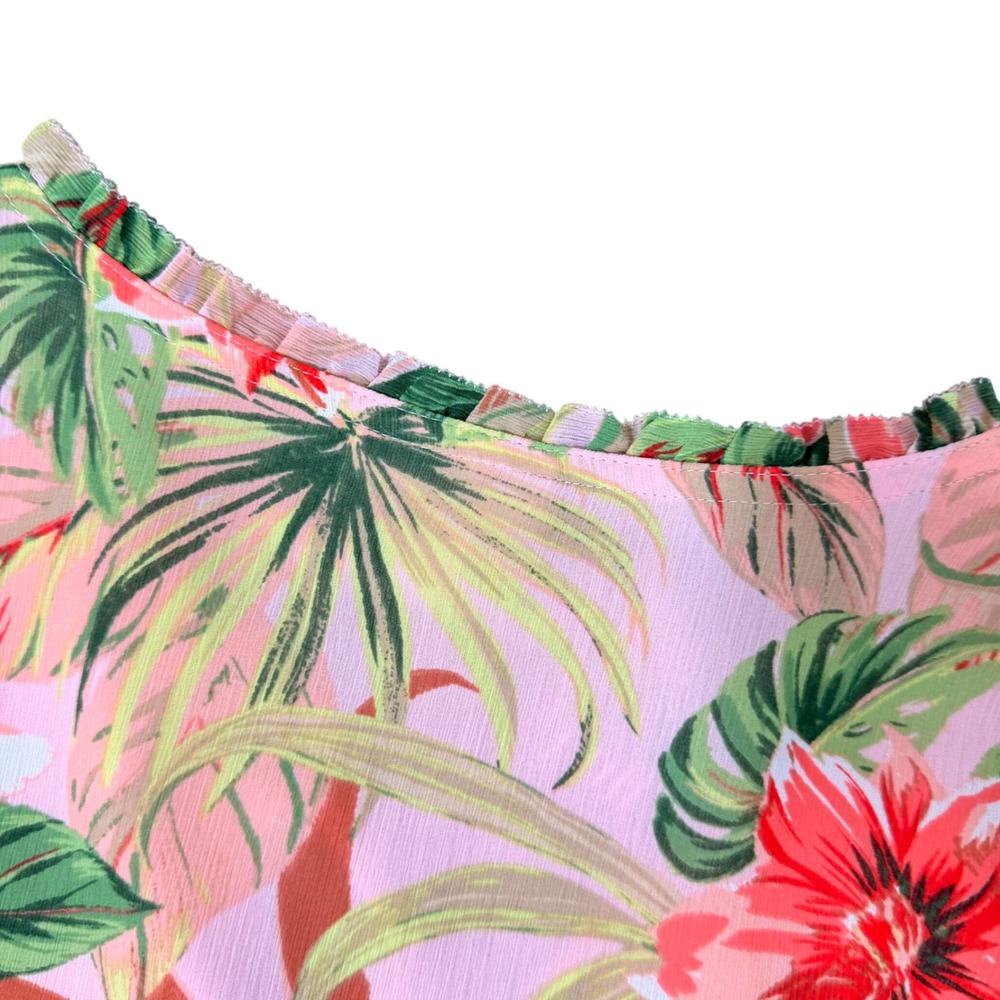 J. Jill Tropical Paradise Floral Lightweight Chiffon Tunic Blouse XSP NEW Resort - Picture 14 of 15